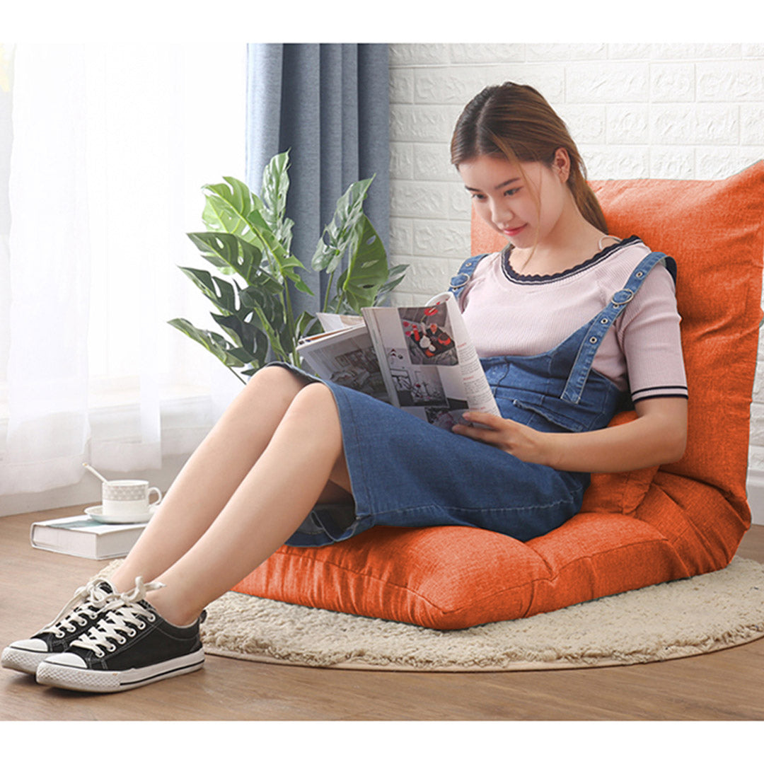 SOGA Lounge Floor Recliner Adjustable Lazy Sofa Bed Folding Game Chair Orange-Recliner Chair-PEROZ Accessories