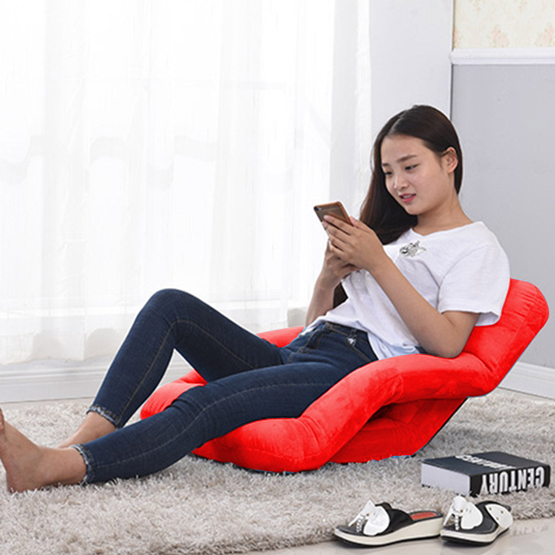 SOGA Foldable Lounge Cushion Adjustable Floor Lazy Recliner Chair with Armrest Red-Recliner Chair-PEROZ Accessories