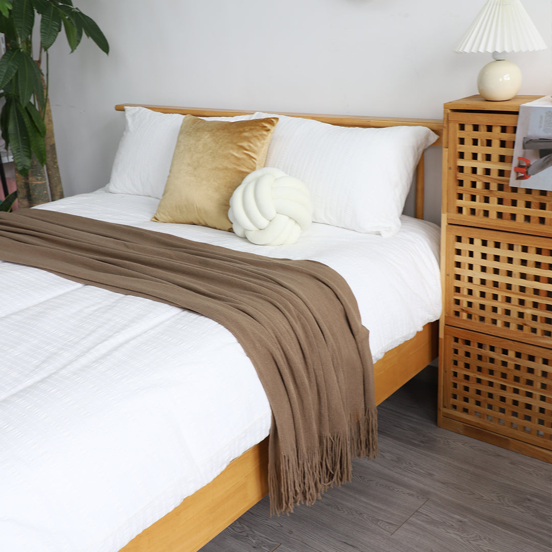 SOGA Coffee Acrylic Knitted Throw Blanket Solid Fringed Warm Cozy Woven Cover Couch Bed Sofa Home Decor-Throw Blankets-PEROZ Accessories