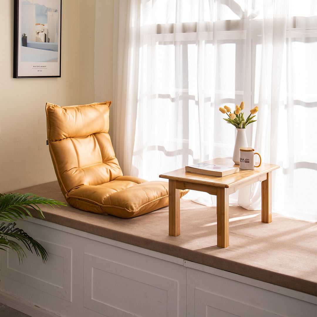 SOGA Yellow Lounge Recliner Lazy Sofa Bed Tatami Cushion Collapsible Backrest Seat Home Office Decor-Recliner Chair-PEROZ Accessories