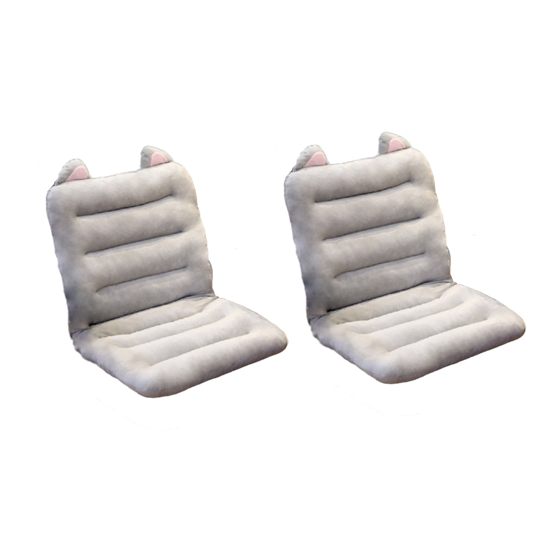 SOGA 2X Grey One Piece Siamese Cushion Office Sedentary Butt Mat Back Waist Chair Support Home Decor With Cat Ears-Chair & Sofa Cushions-PEROZ Accessories