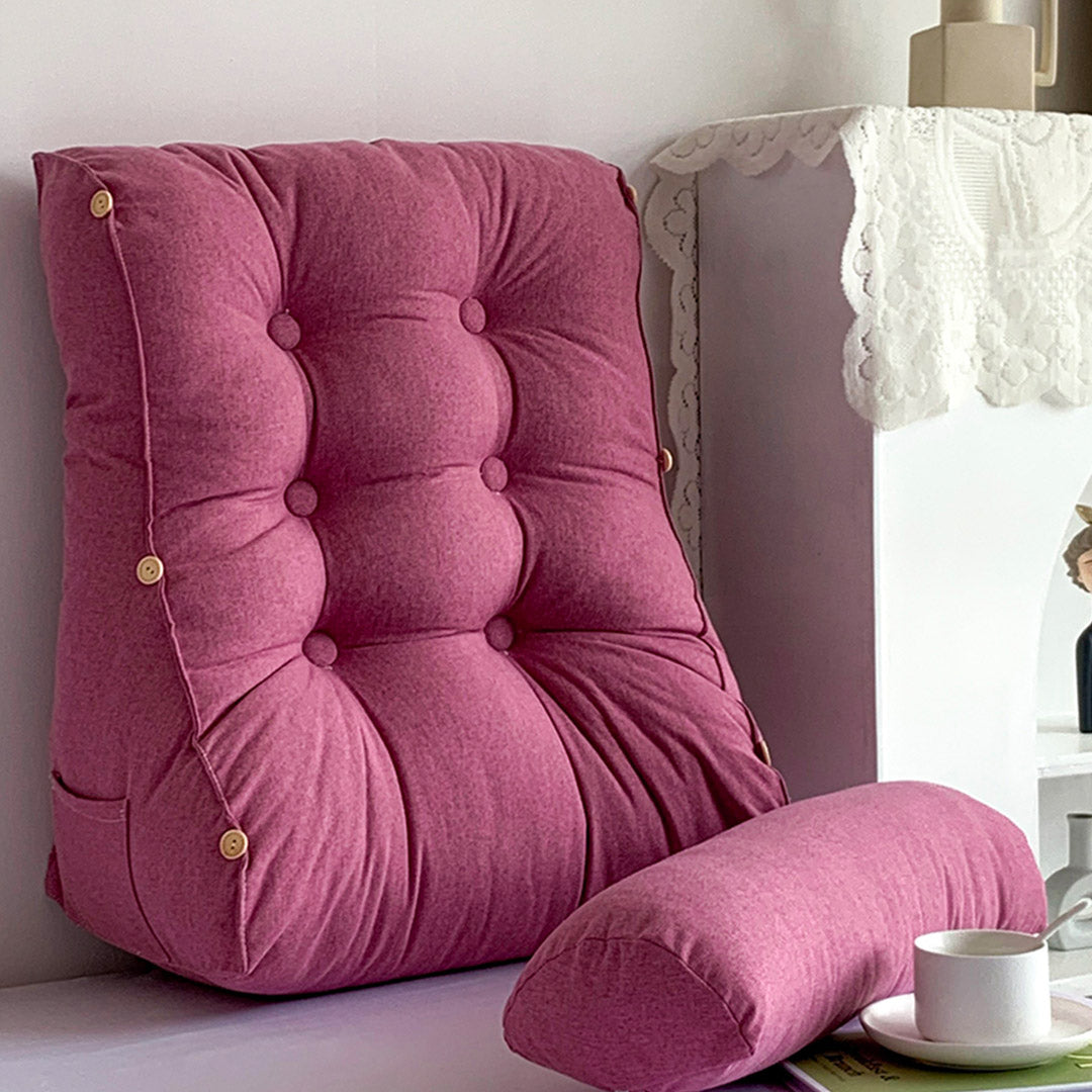 SOGA 60cm Magenta Triangular Wedge Lumbar Pillow Headboard Backrest Sofa Bed Cushion Home Decor-Headboard Pillow-PEROZ Accessories