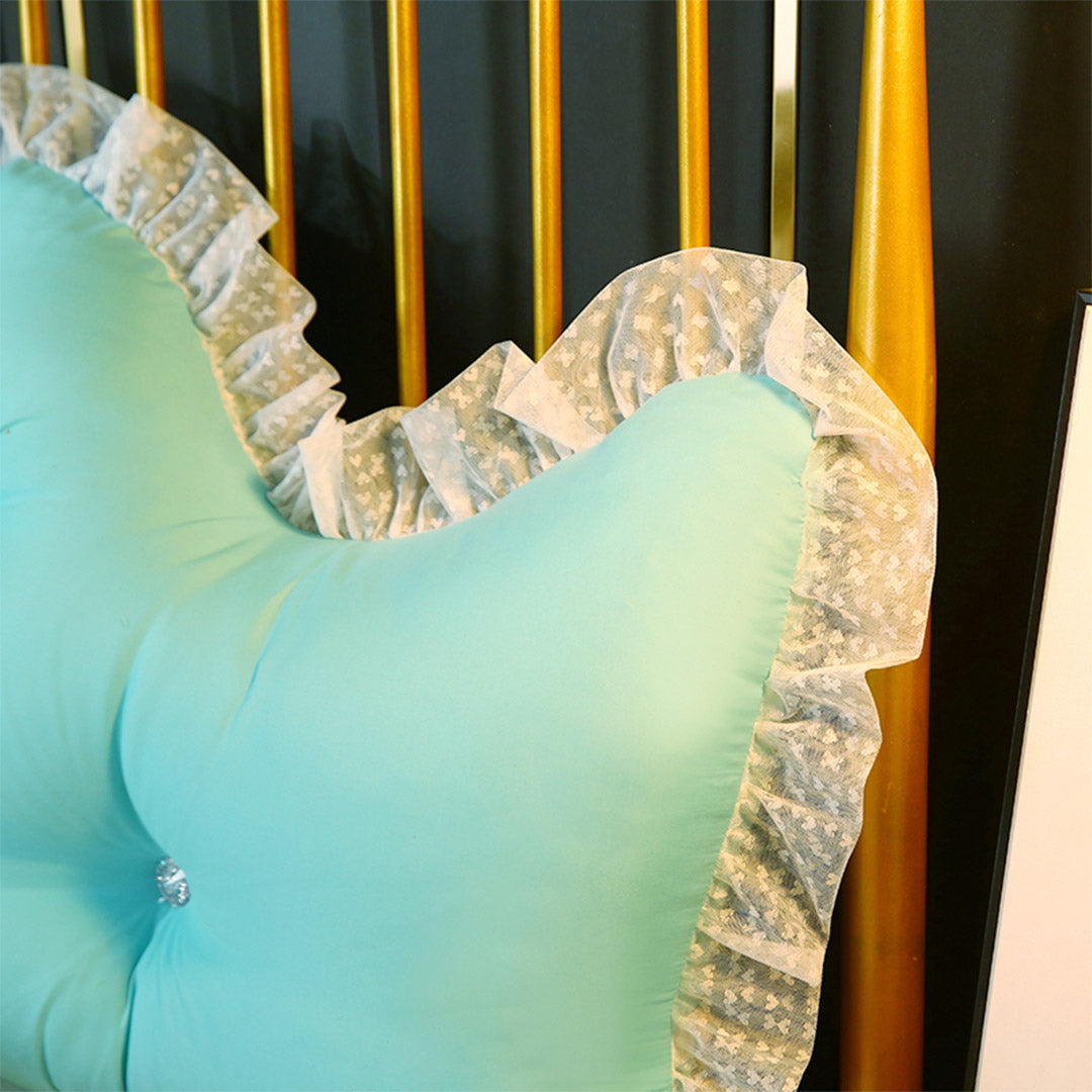 SOGA 4X 120cm Light Blue Princess Bed Pillow Headboard Backrest Bedside Tatami Sofa Cushion with Ruffle Lace Home Decor-Headboard Pillow-PEROZ Accessories