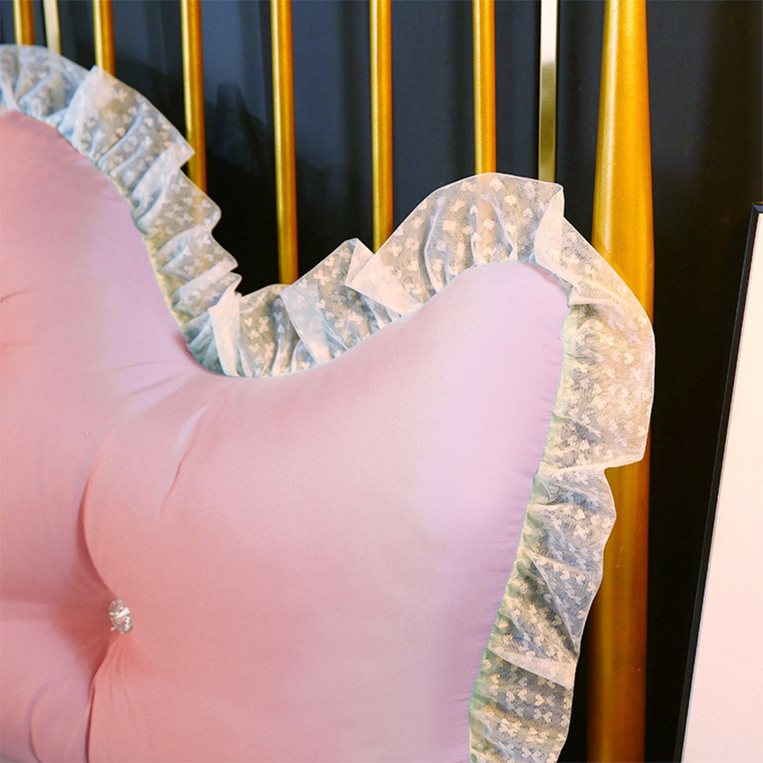 SOGA 2X 150cm Pink Princess Bed Pillow Headboard Backrest Bedside Tatami Sofa Cushion with Ruffle Lace Home Decor-Headboard Pillow-PEROZ Accessories