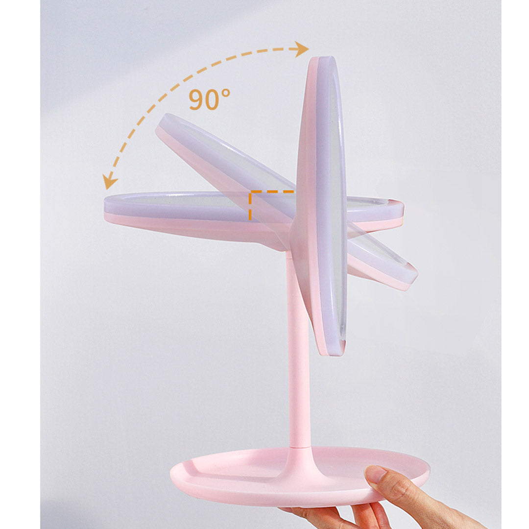 SOGA 2X 20cm Pink Rechargeable LED Light Makeup Mirror Tabletop Vanity Home Decor-Makeup Mirrors-PEROZ Accessories