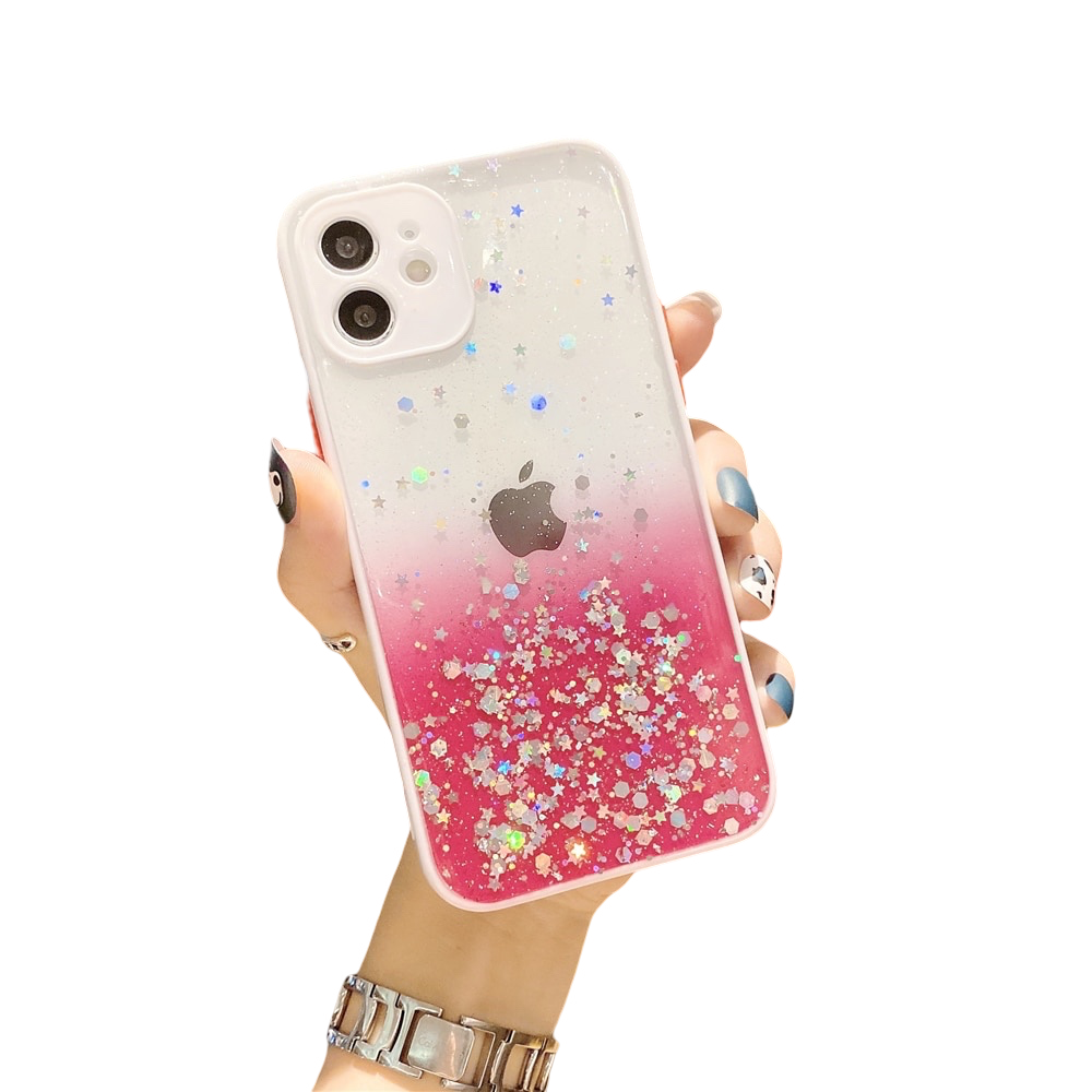 Anymob iPhone Case Pink Bling Glitter Soft Silicone Cover with Camera Protection-Mobile Phone Cases-PEROZ Accessories