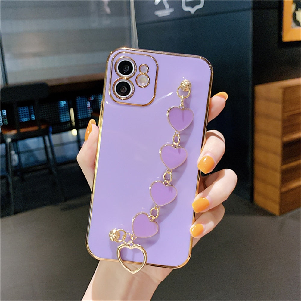 Anymob iPhone Case Purple Soft Silicone Bracelet Camera Protection Cover With Wristband-Mobile Phone Cases-PEROZ Accessories