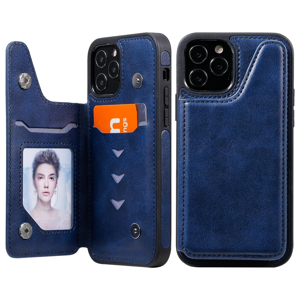 Anymob iPhone Blue Business Flip Case Wallet Leather Shell Cover-Mobile Phone Cases-PEROZ Accessories