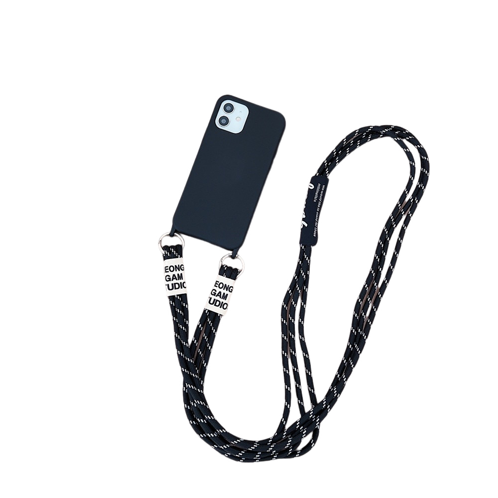 Anymob iPhone Case Black Crossbody Necklace Lanyard Strap Rope Cord Soft Silicone Cover-Mobile Phone Cases-PEROZ Accessories