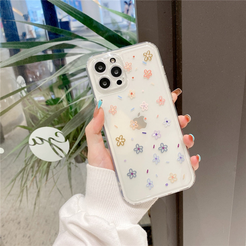 Anymob iPhone Case Multicolor Cute Flowers Floral Clear Soft Silicon Cover-Mobile Phone Cases-PEROZ Accessories