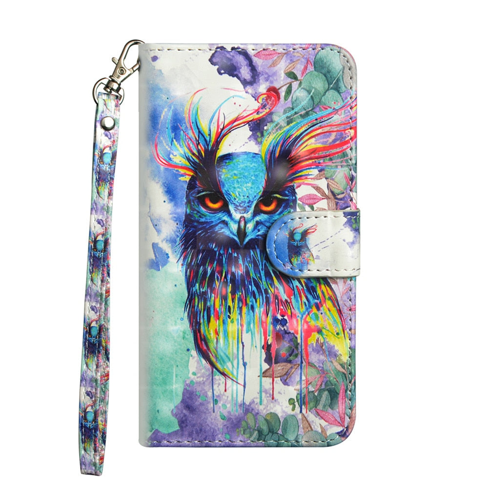 Anymob iPhone Case Multicolor Bird Flip Leather 3D Panda Painted Wallet Back Cover-Mobile Phone Cases-PEROZ Accessories