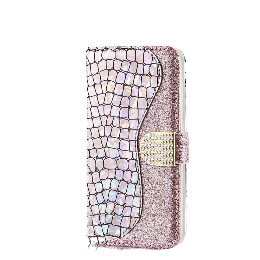 Anymob iPhone Case White Laser Flash Powder Flip Magnetic Wallet Stand Function-Mobile Phone Cases-PEROZ Accessories