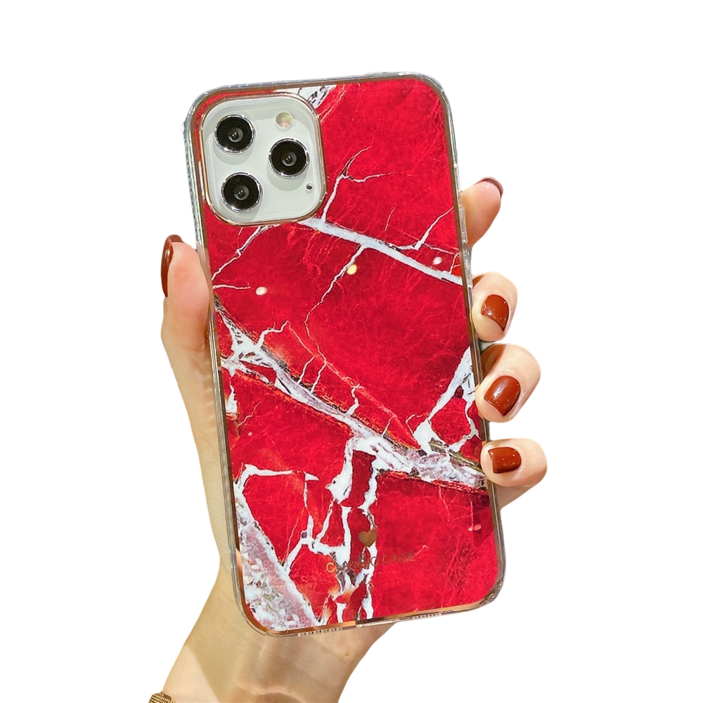 Anymob iPhone Case Red Electroplated Marble Pattern Silicone Protection Cover-Mobile Phone Cases-PEROZ Accessories