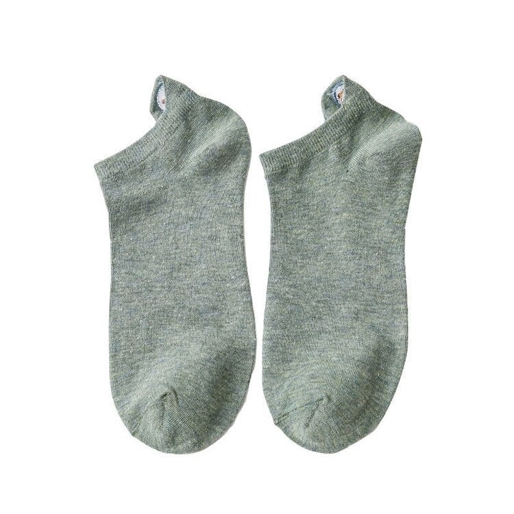 Anysox 5 Pairs One Size 4-5 Green Fashion Funny Unisex Stereoscopic Heel Embroidered Women Candy Color Cotton Short Cute Socks-Socks-PEROZ Accessories