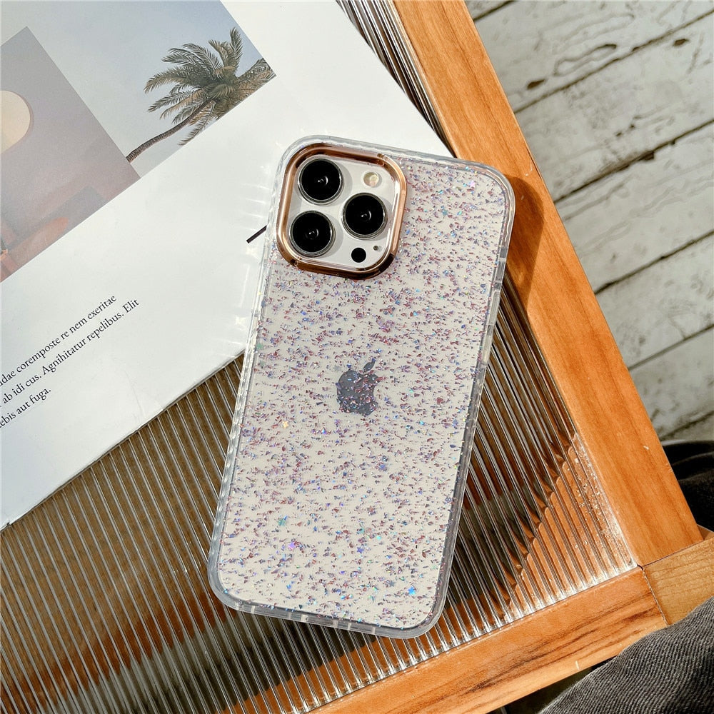 Anymob iPhone Case Pink Glitter Soft Silicone Crystal Cover Sequins Bumper-Mobile Phone Cases-PEROZ Accessories
