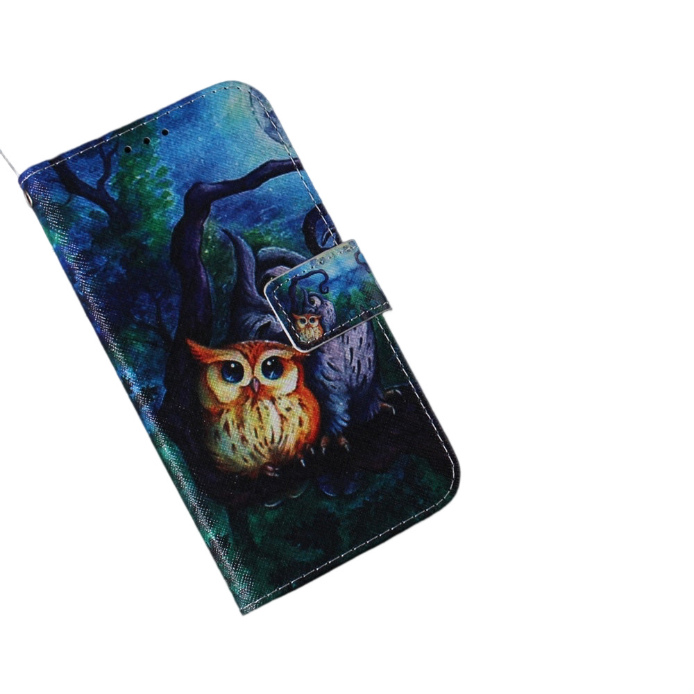 Anymob iPhone Case Blue With Owl Magnetic Flip Leather Animal painting Card slot Wallet Book Style Phone Cover-Mobile Phone Cases-PEROZ Accessories