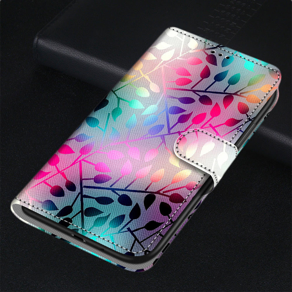 Anymob iPhone Case Fashion Magnetic Flip Rainbow Leaves Painting Leather Cover-Mobile Phone Cases-PEROZ Accessories