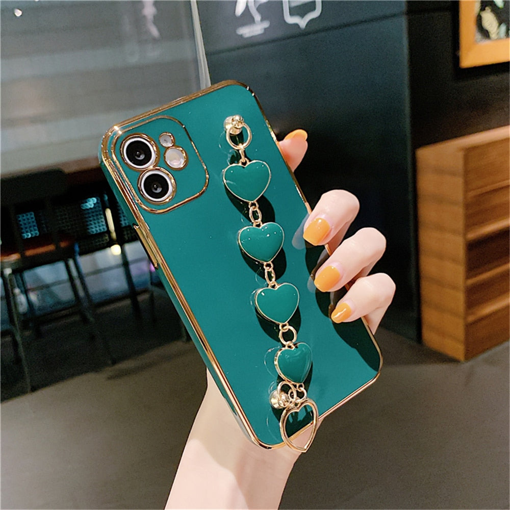 Anymob iPhone Case Green Soft Silicone Bracelet Camera Protection Cover With Wristband-Mobile Phone Cases-PEROZ Accessories