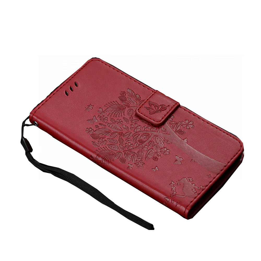 Anymob Huawei Phone Case Red Flip Leather 3D Tree Shell Wallet Cover-PEROZ Accessories