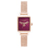 Olivia Burton Ionic Rose Gold Plated Steel Burgundy Sunray & Bee Dial Ladies Watch - OB16FB28-Quartz Watches-PEROZ Accessories