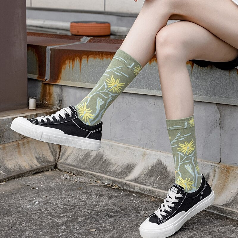 Anysox 5 Pairs Dark Blue Size 5-9 Fashion Socks High-Quality Office Sports Business Long Socks Cotton Solid Colors Skateboard Knitted Casual-Socks-PEROZ Accessories