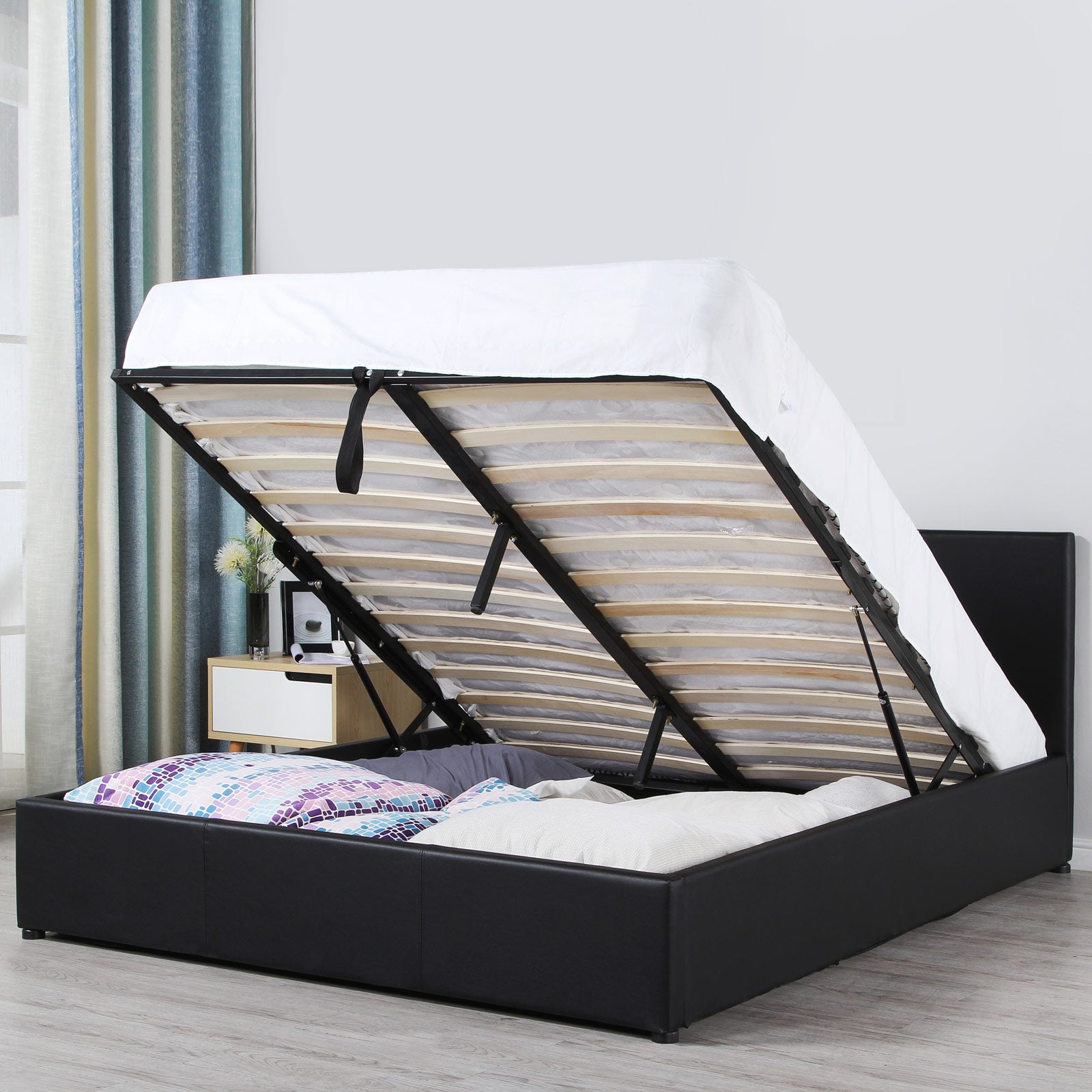 Milano Luxury Gas Lift Bed Frame And Headboard-Bed Frames & Bases-PEROZ Accessories