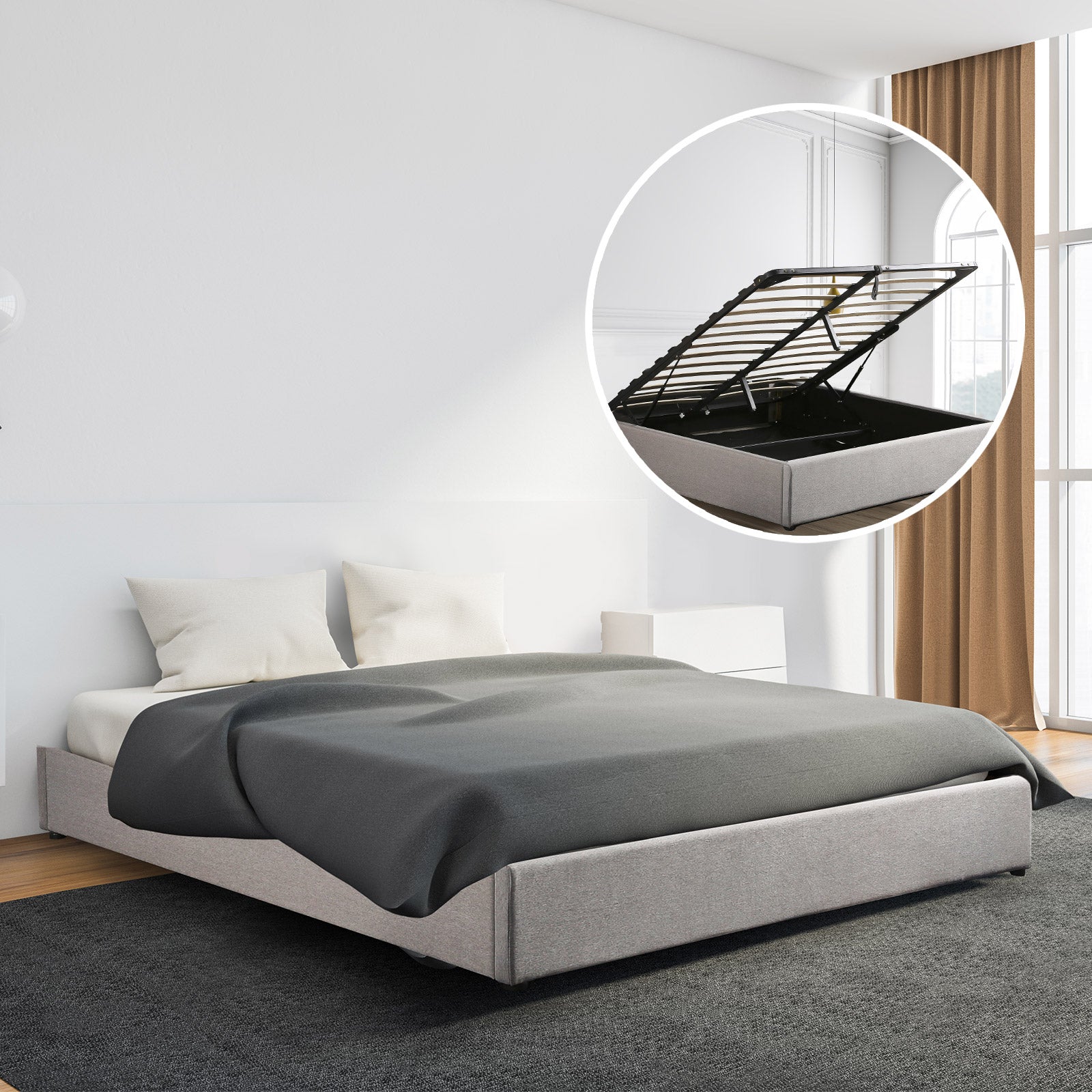 Milano Decor Terrell Gas Lift Storage Bed Base-Bed Frames & Bases-PEROZ Accessories
