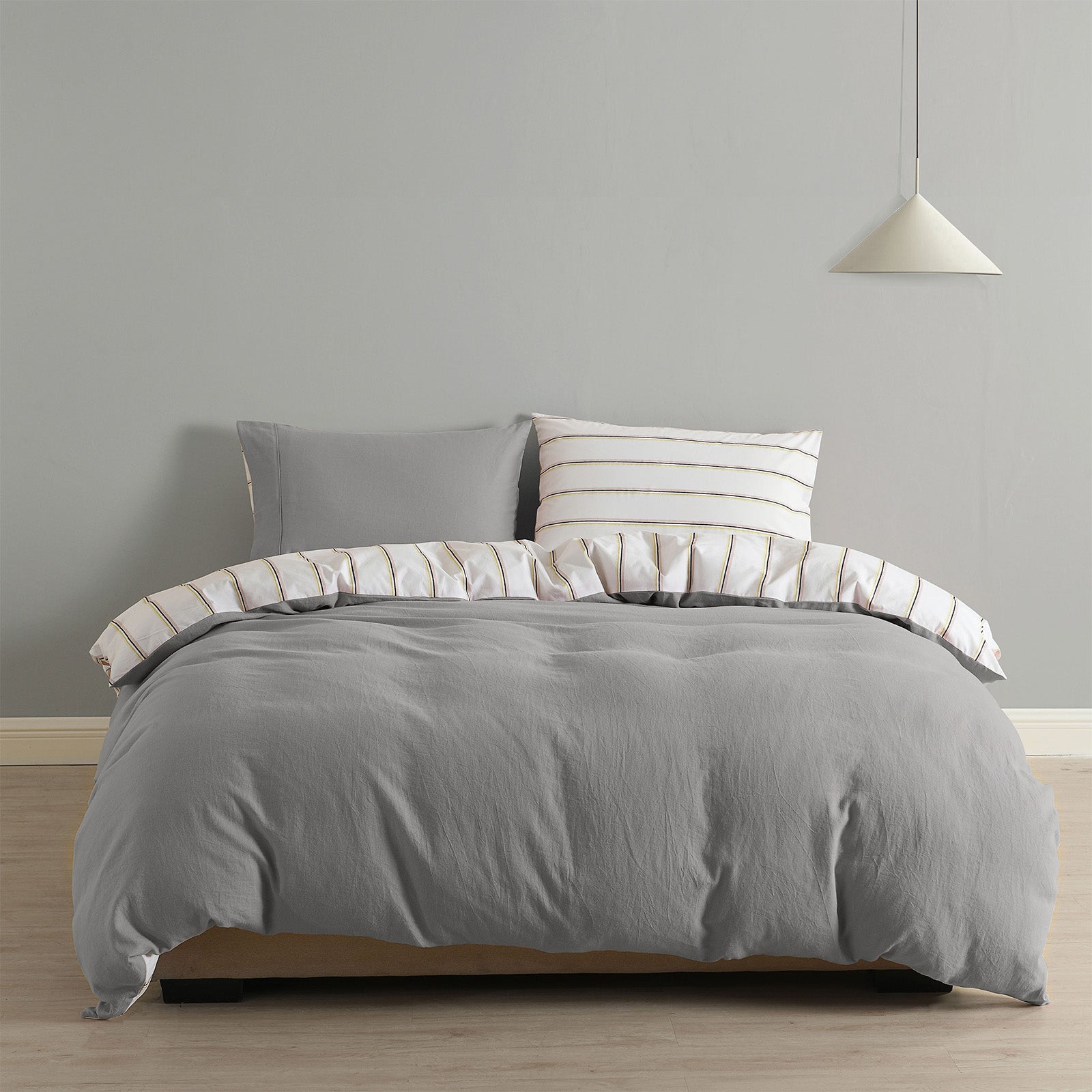 Royal Comfort Hemp Braid Cotton Blend Quilt Cover Set Reverse Stripe Bedding-Bed Linen-PEROZ Accessories