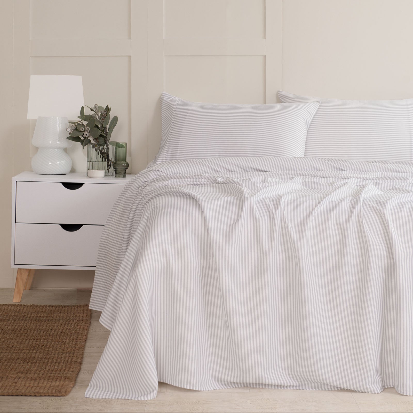 Royal Comfort Stripes Linen Blend Sheet Set Bedding Luxury Breathable Ultra Soft-Bed Linen-PEROZ Accessories