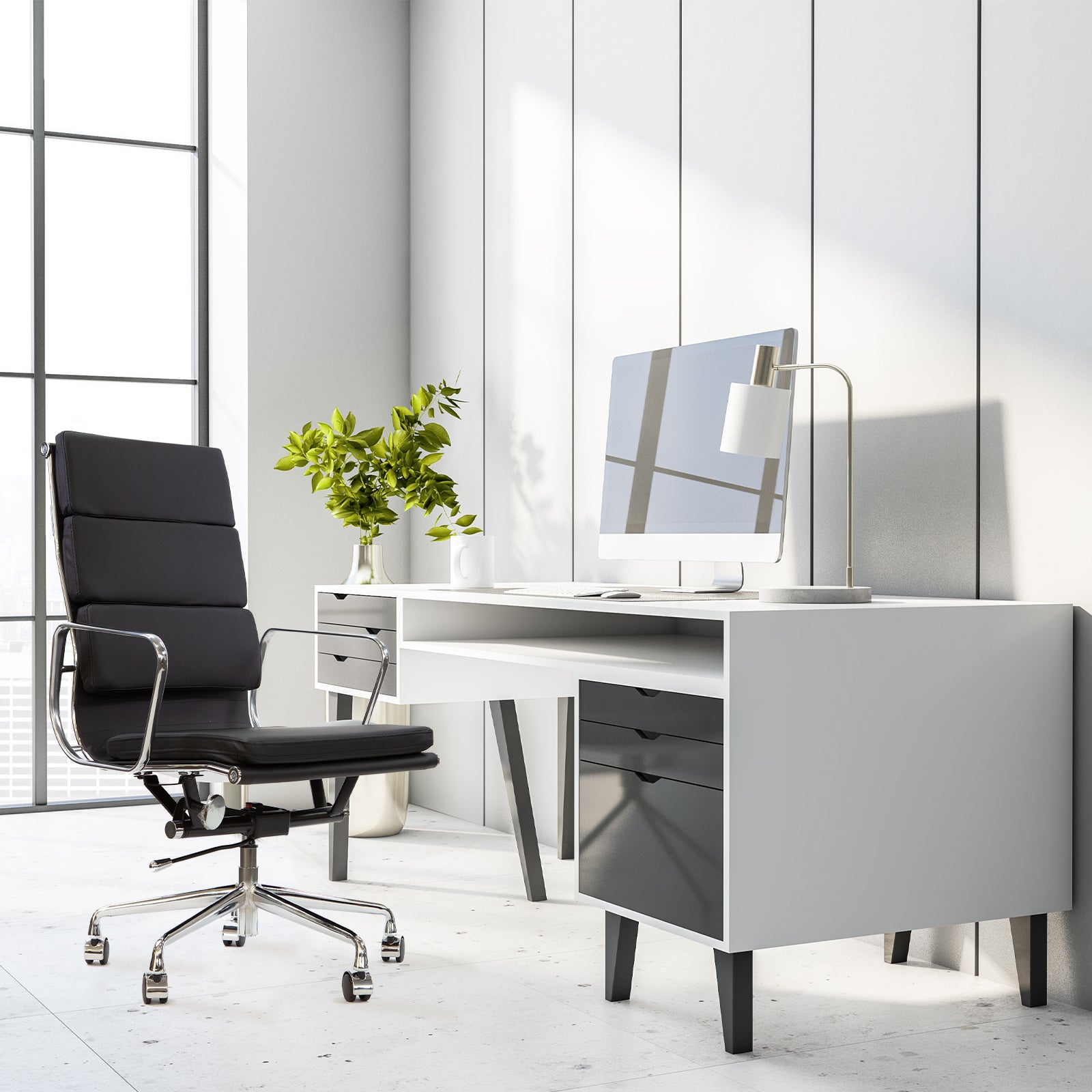Milano Premium Office Executive Computer Chair PU Leather Steel Chrome-Office Chairs-PEROZ Accessories