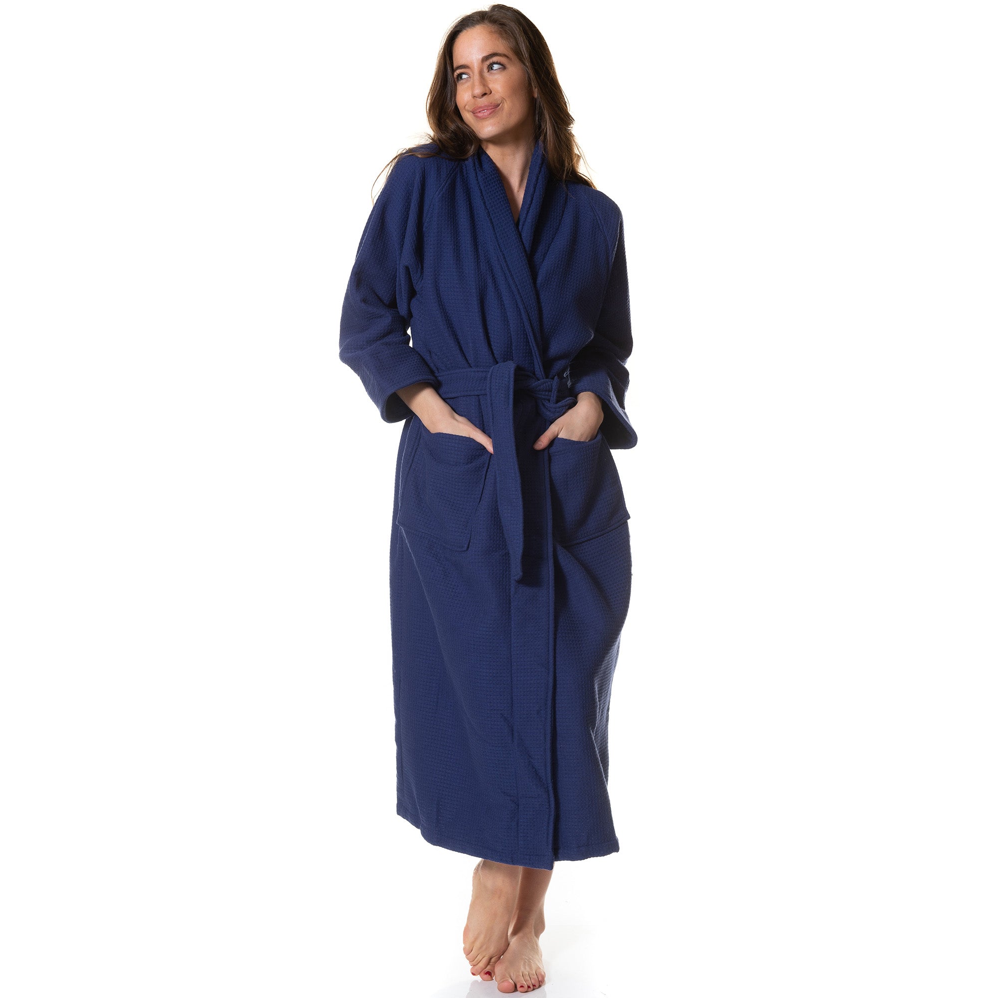 Royal Comfort 100% Cotton Bathrobe Waffle Unisex Ultra Soft Absorbent Durable-Lingerie, Sleepwear & Loungewear-PEROZ Accessories