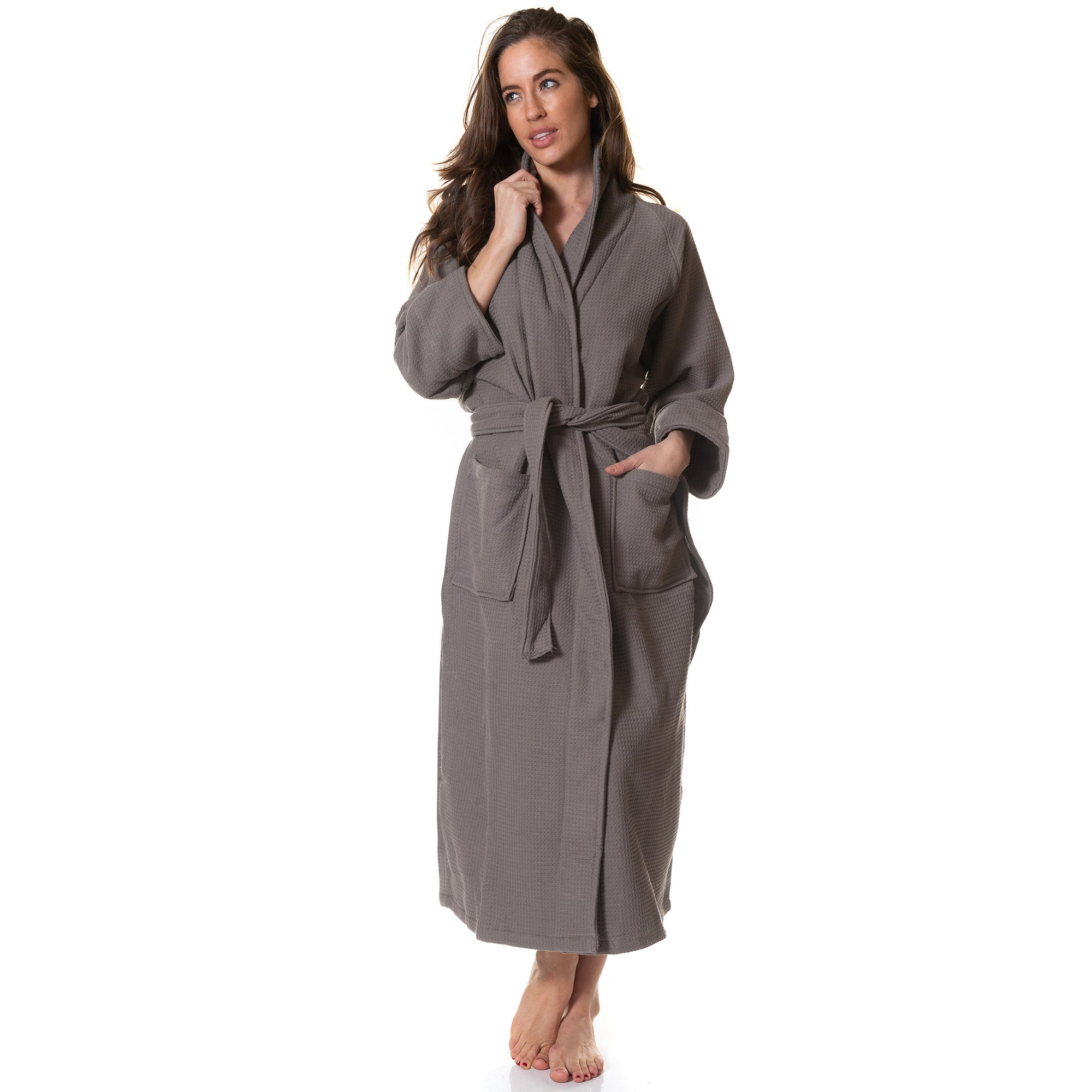 Royal Comfort 100% Cotton Bathrobe Waffle Unisex Ultra Soft Absorbent Durable-Lingerie, Sleepwear & Loungewear-PEROZ Accessories