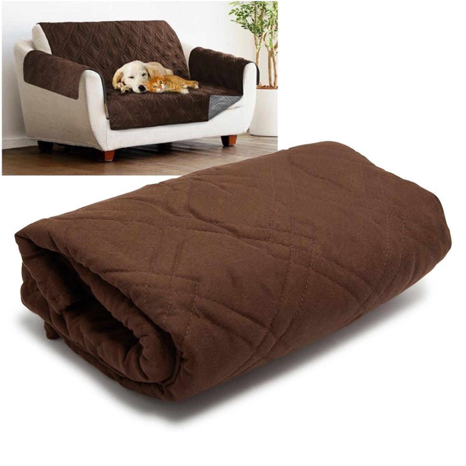 Sprint Industries Reversible Slipover Pet Couch Sofa Cover Protector Armchair-Apparel & Accessories-PEROZ Accessories