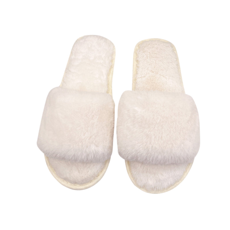 AnyStep Plush Slipper One Size 7-8 Basic White Warm Winter Comfortable Home Fluffy Indoor Slip On-Slipper Chairs-PEROZ Accessories