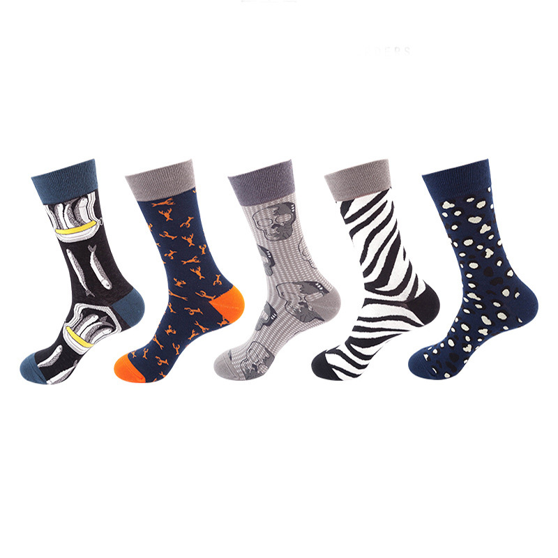 Anysox 5 Pairs One Size 5-11 Mixed Color Socks Random Cotton Fashion Woman Skateboard Oil Paitiing-Socks-PEROZ Accessories