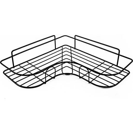 Anyhouz Corner Shelf Shower Black No-Drill Storage Rack Holder Toilet Organizer Bathroom Shelves Accessories-Bathroom and Toilet Accessories-PEROZ Accessories