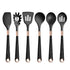 Anygleam Kitchen Utensils Non-stick Black 6 Set Gold Plated Handle with Support Point Cooking Tool Accessories Heat Resistant Kitchenware-Spatula and Shovel-PEROZ Accessories