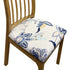 Anyhouz Chair Cover White Blue Floral Leaf Print Stretch Seat Cover for Home Dinning Kitchen Washable Removable-Chair Cover-PEROZ Accessories