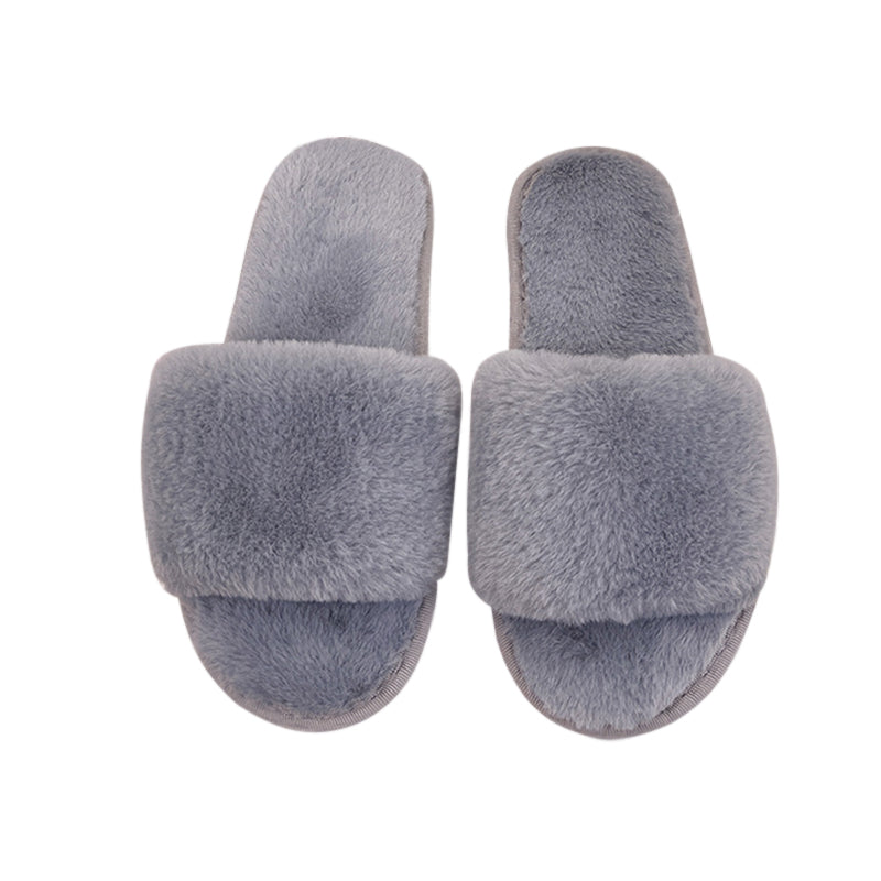 AnyStep Plush Slipper One Size 7-8 Basic Grey Warm Winter Comfortable Home Fluffy Indoor Slip On-Slipper Chairs-PEROZ Accessories