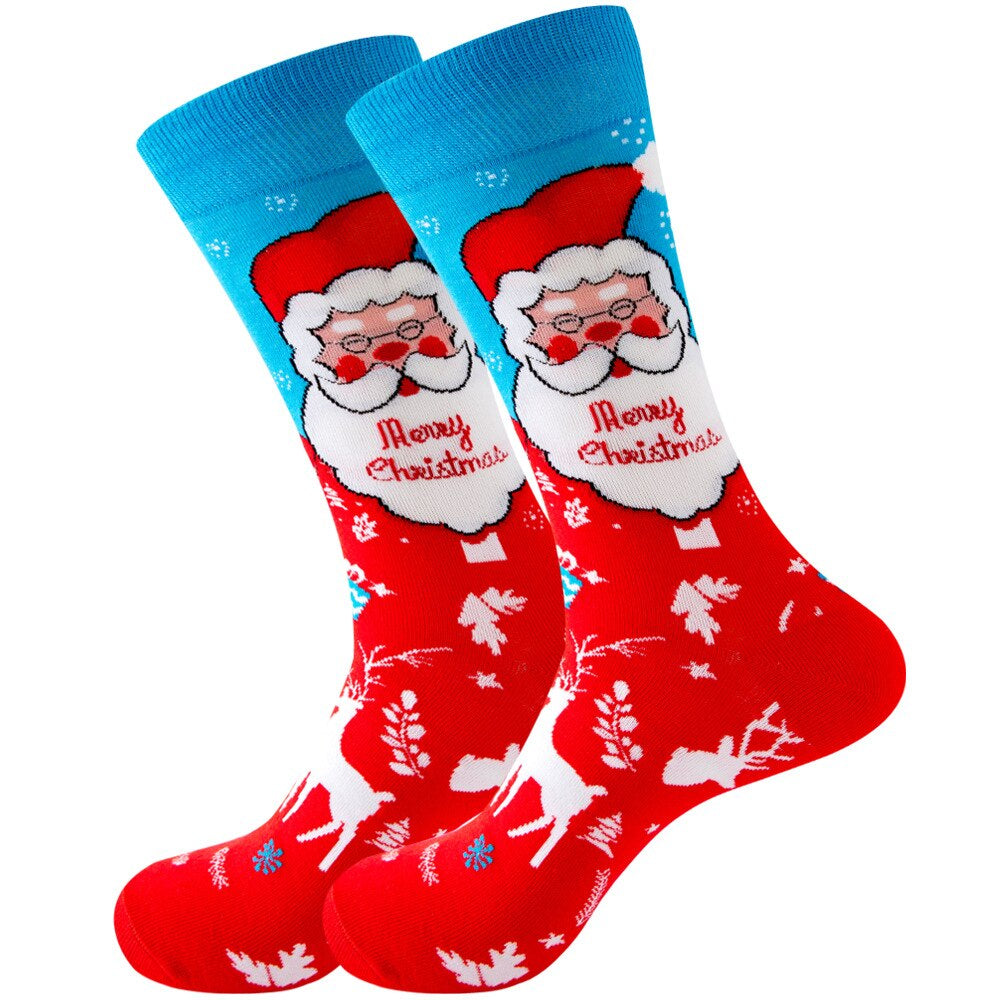 Anysox 5 Pairs Red Blue Size 5-13 Socks Crystal Silk Tide Winter Claus Holiday Design Plus Snowflake Stocking Comfortable To Wear Perfect For Women-Socks-PEROZ Accessories