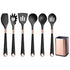 Anygleam Kitchen Utensils Non-stick Black 6 Set Gold Plated Handle with Support Point and Storage Box Cooking Tool Accessories Heat Resistant Kitchenware-Spatula and Shovel-PEROZ Accessories