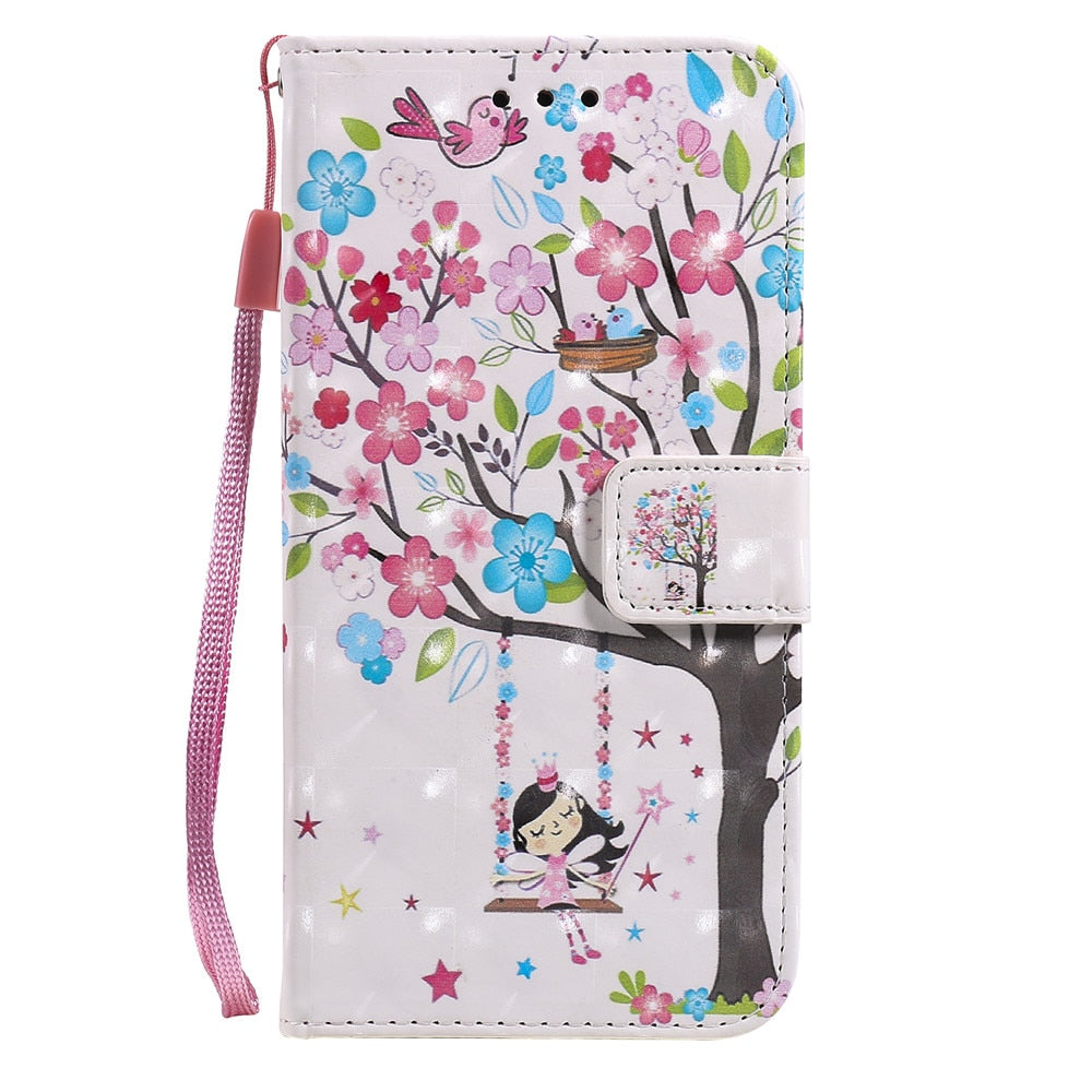 Anymob IPhone Pink Swing 3D Painted Flip Phone Case Wallet Leather Cover-Mobile Phone Cases-PEROZ Accessories