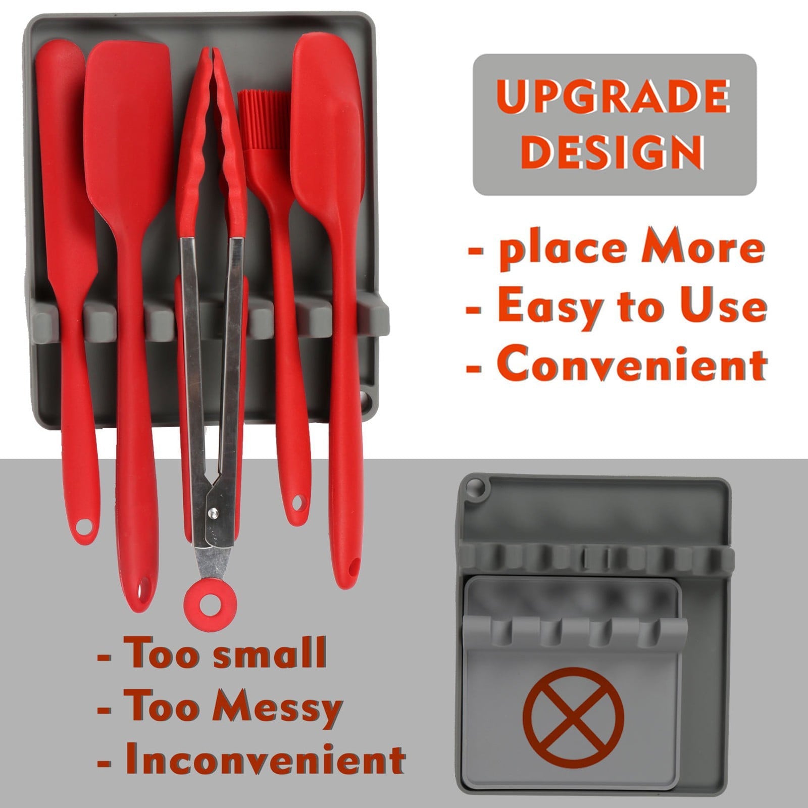 Anygleam Spoon Rest Grey Medium Kitchen Pan Pot Cover Lid Rack Stand Organizer Fork Spatula Rack Holder Stand Tableware Storage Rack Holder-PEROZ Accessories