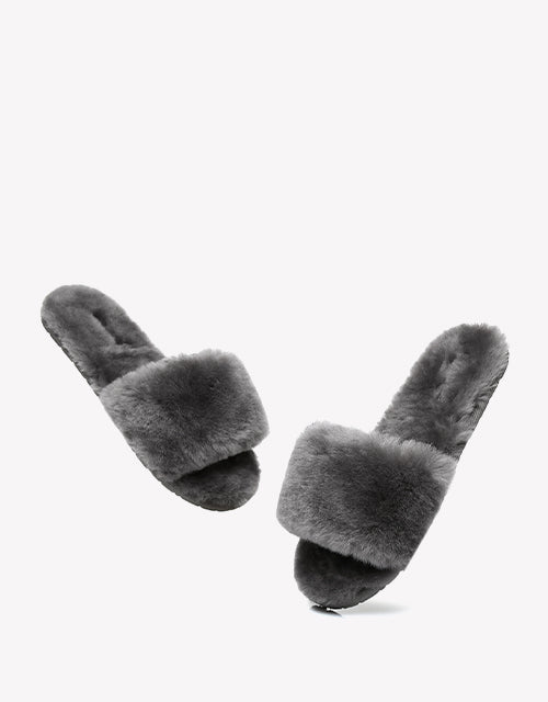 Australian Shepherd UGG Slipper Wool Fluffy Slides Nala-Slides-PEROZ Accessories