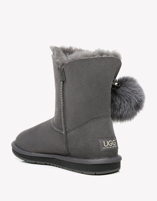 Australian Shepherd Australian Shepherd UGG Boots Ladies Short Pom Pom Blakely Water Resistant-Boots-PEROZ Accessories