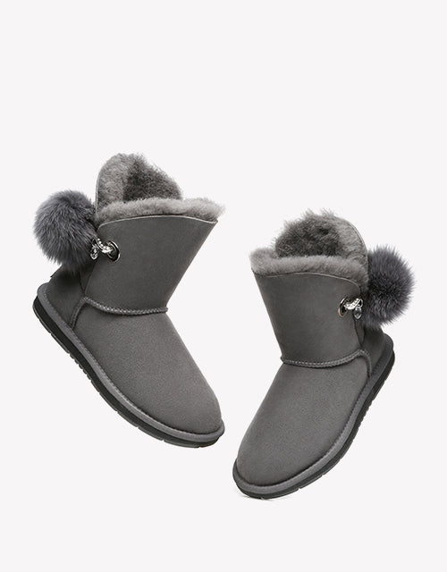 Australian Shepherd Australian Shepherd UGG Boots Ladies Short Pom Pom Blakely Water Resistant-Boots-PEROZ Accessories