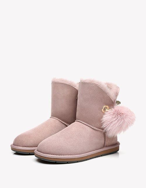 Australian Shepherd Australian Shepherd UGG Boots Ladies Short Pom Pom Blakely Water Resistant-Boots-PEROZ Accessories