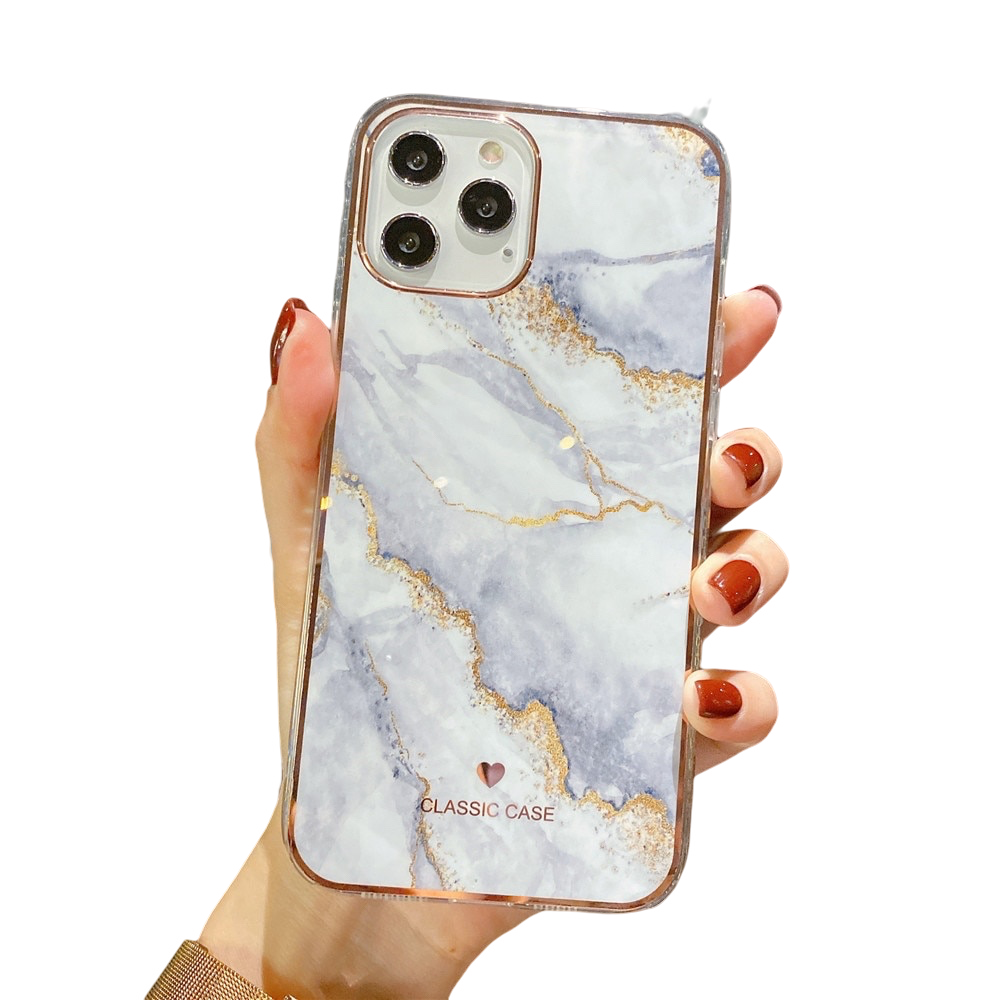 Anymob iPhone Case White Electroplated Marble Pattern Silicone Protection Cover-Mobile Phone Cases-PEROZ Accessories