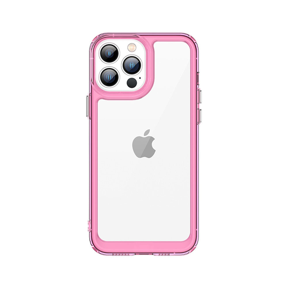 Anymob iPhone Case Pink Transparent Bumper Shockproof Candy Color Soft Acrylic Back Cover-Mobile Phone Cases-PEROZ Accessories