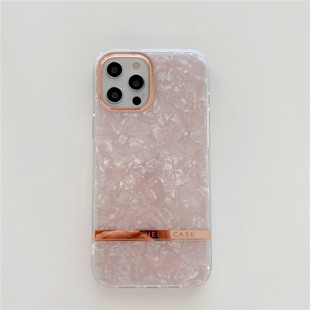 Anymob iPhone Case Pink Dream Shell Pattern Shockproof Soft Silicone Back Cover-Mobile Phone Cases-PEROZ Accessories